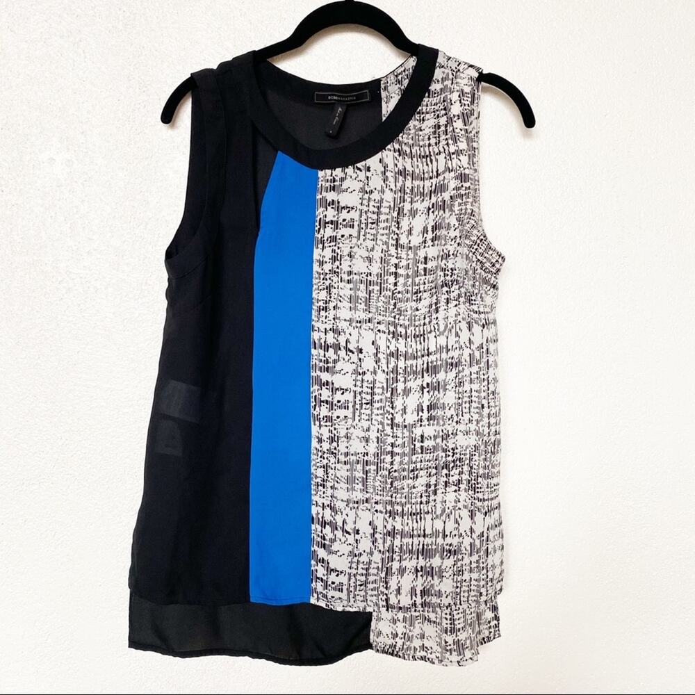 BCBG Max Azria Elicia Graphic Sleeveless Blouse Size Small